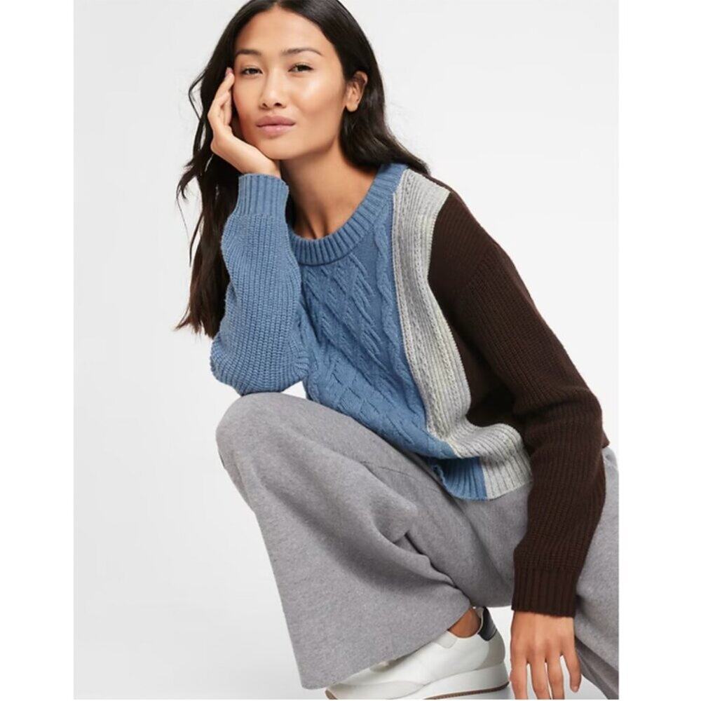 Banana Republic Cable-Knit Colorblock Cropped Sweater